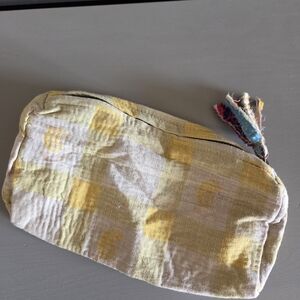 Yellow and Green Checkered Kantha Pouch #20